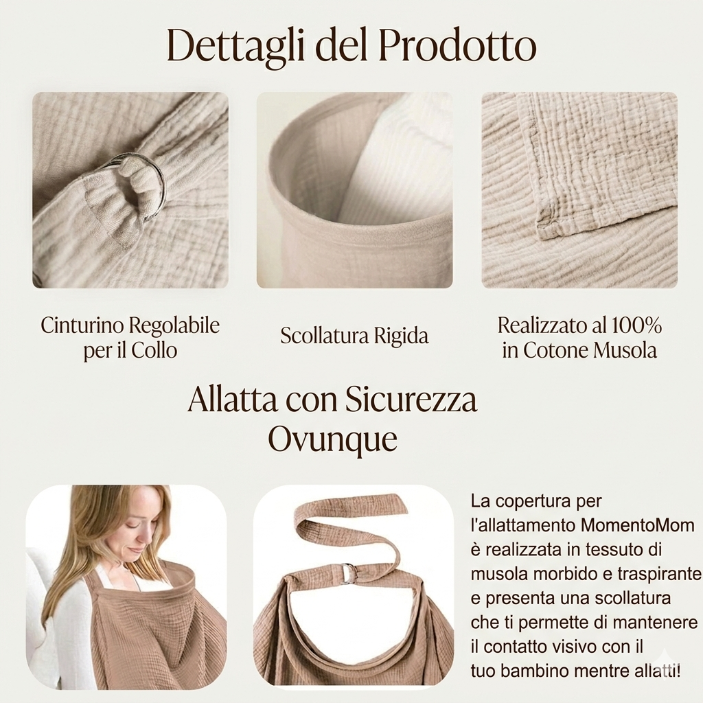 MomentoMom™ Copertura Allattamento in Musola di Cotone Premium